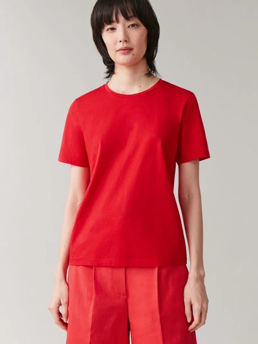 COS Short Sleeve T-Shirt Coral Red Women’s Size Small S Cotton